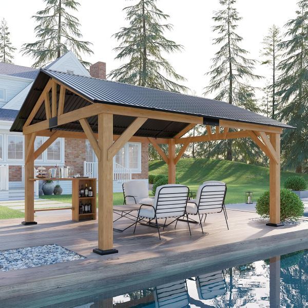 AMERLIFE 13x15 ft Spruce Wood Gazebo