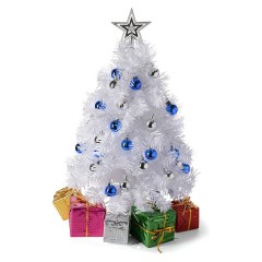 Prextex 23-inch Mini White Christmas Tree with Warm White Lights