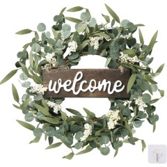 Sggvecsy Eucalyptus Wreath with Welcome Sign