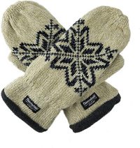 BRUCERIVER Snowflake Knit Mittens with Warm Thinsulate Fleece Lining