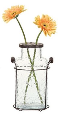 Creative Co-op Glass Vase in Metal Stand