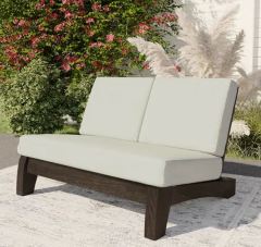 Gracie Oaks Sectional Wood Furniture 2-Seat Armless Patio Sofa