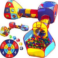 Playz 5-Piece Kids' Playhouse Jungle Gym w/ Pop-Up Tents, Tunnels, and Basketball Pit