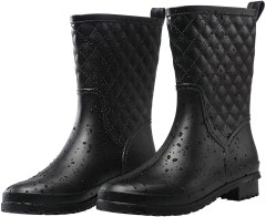 Petrass Black Waterproof Mid-Calf Lightweight Cute Booties