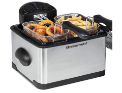 Elite Gourmet 1700-Watt Stainless-Steel 3-Basket Electric Deep Fryer