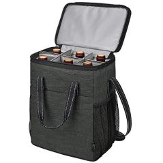 Kato 6 Bottle Wine Carrier - Insulated Portable Wine Carry Cooler Tote Bag for Travel or Picnic