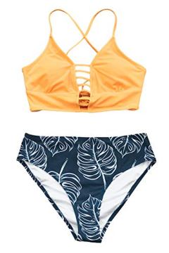 Cupshe Mid-Waisted Lace-Up Bikini Set